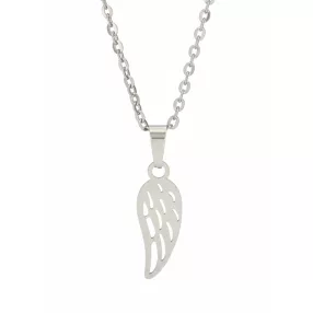 Ezüstszínű nemesacél nyaklánc angyalszárny medállal