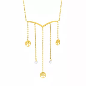 Aranyszínű nemesacél nyaklánc életfa medálokkal