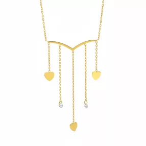 Aranyszínű nemesacél nyaklánc szív medálokkal