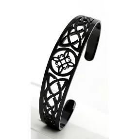 Fekete színű nemesacél karperec viking motívumokkal