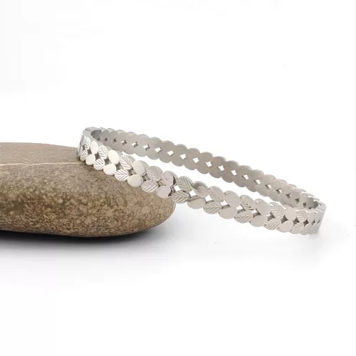 Ezüstszínű nemesacél levél karperec