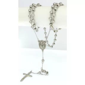 Ezüstszínű nemesacél rózsafüzér feszülettel