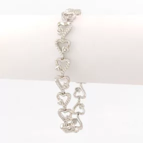   Ezüstszínű antiallergén szívecske karkötő fehér kristályokkal