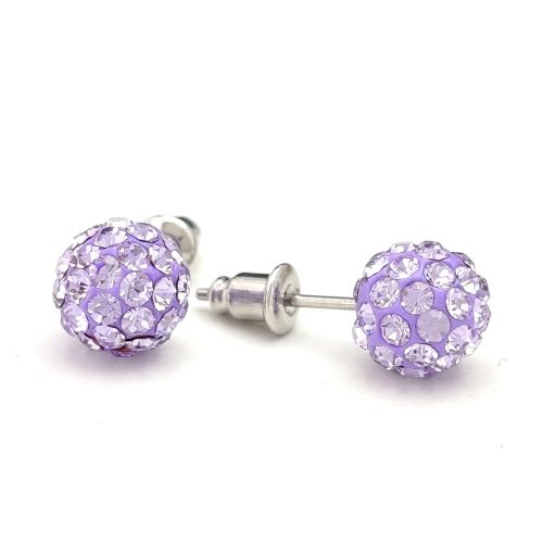 Lila Swarovski kristályos shamballa fülbevaló