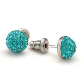 Tengerzöld Swarovski kristályos shamballa fülbevaló