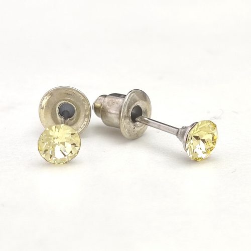 Nemesacél fülbevaló napsárga Swarovski kristállyal - 4 mm