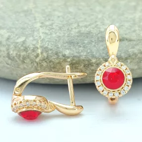   Aranyszínű antiallergén fülbevaló bordó Swarovski kristállyal