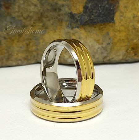 Csíkos aranyszínű  nemesacél gyűrű