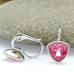   Ezüstszínű antiallergén fülbevaló rózsaszín Swarovski kristállyal