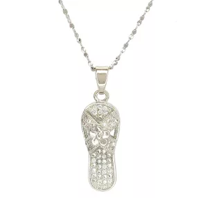 Ezüstszínű nemesacél nyaklánc papucs medállal