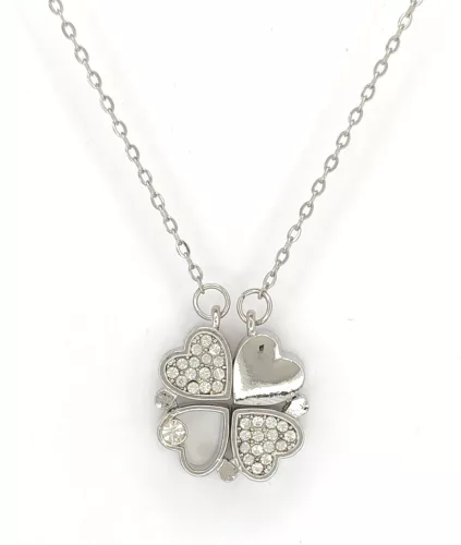 Ezüstszínű nemesacél nyaklánc variálható szív medállal