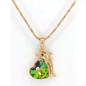   Színjátszós Swarovski kirstály delfin medál aranyszínű nemesacél nyakláncon