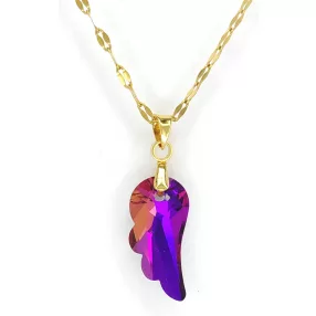   Színjátszós Swarovski kristály angyalszárny medál aranyszínű nemesacél nyakláncon