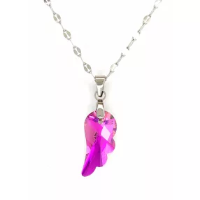   Mályva színű Swarovski kristály angyalszárny medál ezüstszínű nemesacél nyakláncon