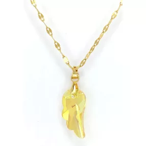   Halvány sárga Swarovski kristály angyalszárny medál aranyszínű nemesacél nyakláncon