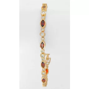 Aranyszínű antiallergén karkötő bordó kristályokkal