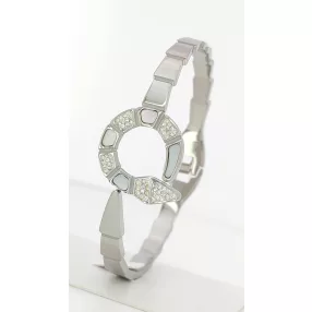   Ezüstszínű nemesacél kígyó karperec kagyló díszítéssel