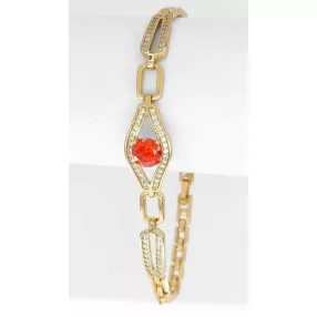 Aranyszínű antiallergén karkötő piros kristállyal