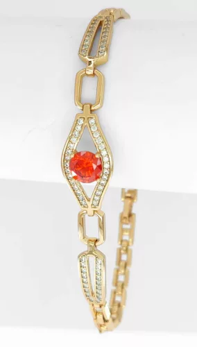 Aranyszínű antiallergén karkötő piros kristállyal