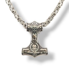 Ezüstszínű nemesacél Thor kalapácsa medál