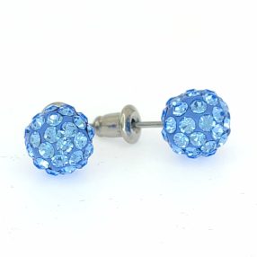   Lilás-kék Swarovski kristállyal díszített shamballa fülbevaló