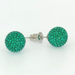 Smaragdzöld Swarovski kristályos shamballa fülbevaló