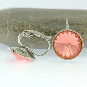   Sötét pink Swarovski kristállyal díszített antiallergén fülbevaló