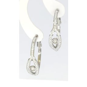 Ezüstszínű nemesacél fülbevaló fehér kristályokkal