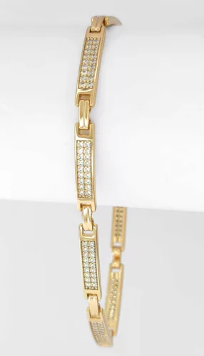 Aranyszínű antiallergén karkötő fehér kristályokkal