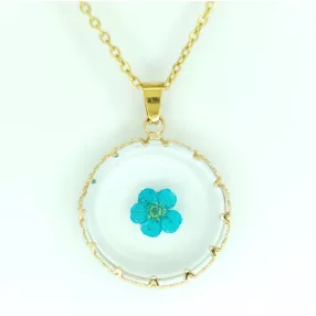   Aranyszínű nemesacél nyaklánc üveglencse virág medállal