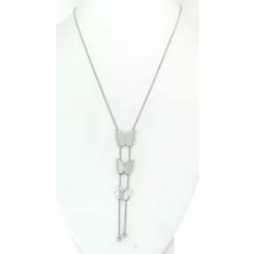 Ezüstszínű nemesacél nyaklánc pillangó medálokkal