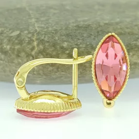   Rózsaszín Swarovski kristállyal díszített antiallergén fülbevaló