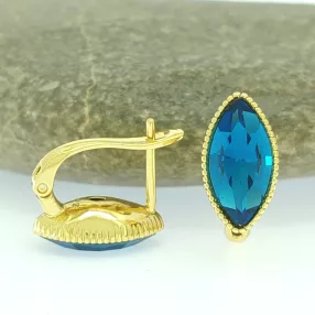   Királykék Swarovski kristállyal díszített antiallergén fülbevaló