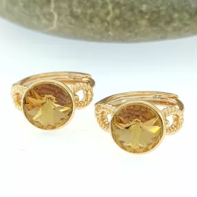   Aranybarna Swarovski kristállyal díszített antiallergén fülbevaló