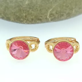   Rózsaszín Swarovski kristállyal díszített antiallergén fülbevaló