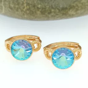   Égszínkék Swarovski kristállyal díszített antiallergén fülbevaló