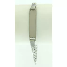 Ezüstszínű nemesacél karkötő gravírozható betéttel