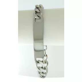 Ezüstszínű nemesacél karkötő gravírozható betéttel