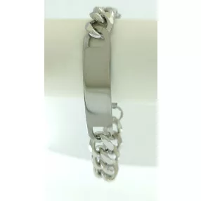 Ezüstszínű nemesacél karkötő gravírozható betéttel