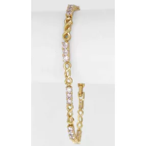   Aranyszínű antiallergén karkötő rózsaszín kristályokkal