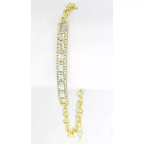   Aranysárga színű antiallergén karkötő fehér kristályokkal