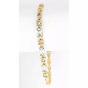 Aranyszínű antiallergén karkötő fehér kristályokkal