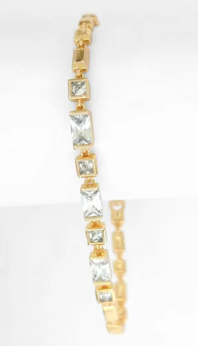 Aranyszínű antiallergén karkötő fehér kristályokkal