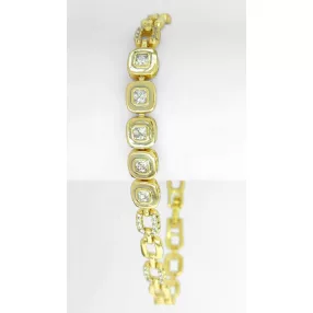   Aranysárga színű antiallergén karkötő fehér kristályokkal