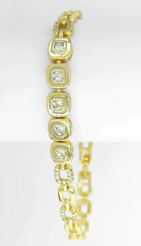 Aranysárga színű antiallergén karkötő fehér kristályokkal