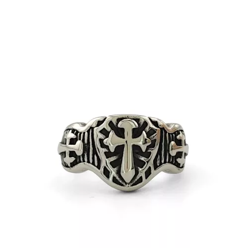 Ezüstszínű nemesacél Templomos pajzs gyűrű