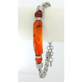 Ásvánnyal díszített nemesacél karkötő