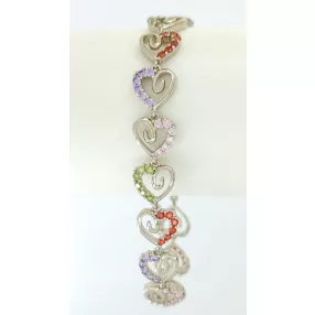 Ezüstszínű orvosi fém női karkötő kristállyal